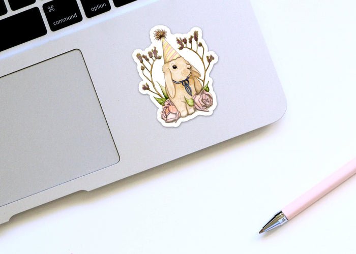 PinkPolish Design Stickers "Bunny Celebration" Vinyl Die Cut Sticker