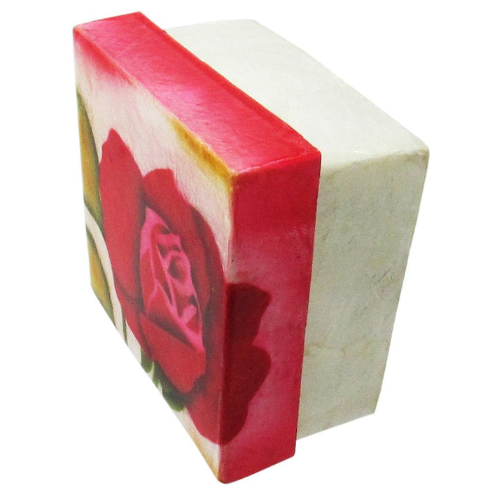 Capiz Shell Trinket Box, ", Red Rose