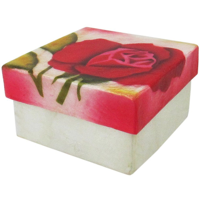 Capiz Shell Trinket Box, ", Red Rose