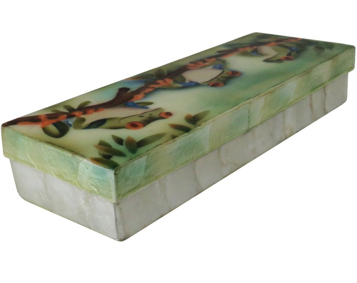 Capiz Shell Trinket Box, 9", Frogs