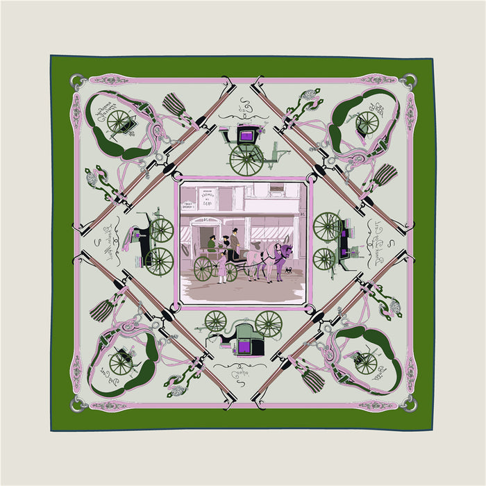Carriage Blue & Green Double Print Scarf / 90cm