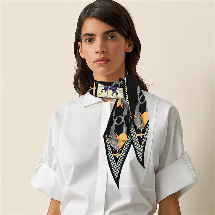 Carriage & Saddle Black Silk Diamond Scarf