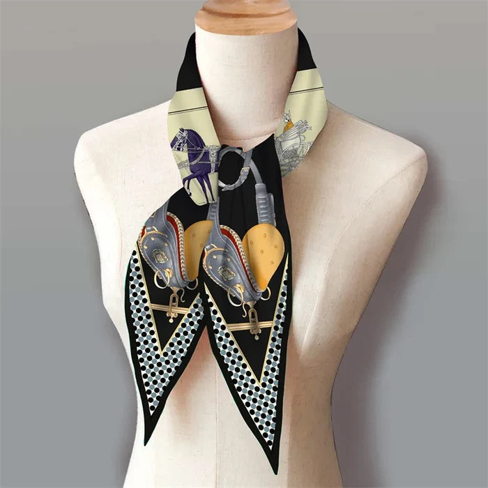 Carriage & Saddle Black Silk Diamond Scarf