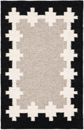 Caspian Wool Collection Area Rug - Baku Rectangle Gray and Black Main
