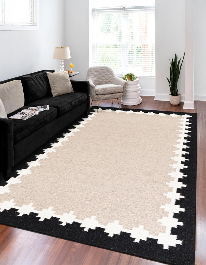 Caspian Wool Collection Area Rug - Baku Rectangle Gray and Black  lifestyle 2