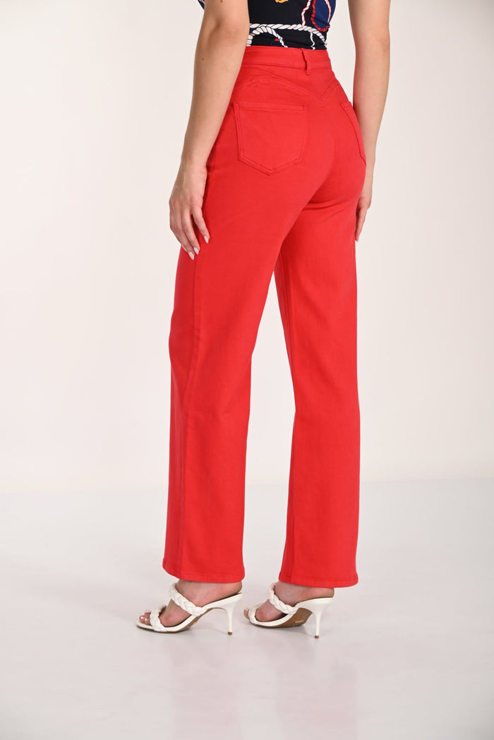 Casual Mid-Rise Wide-Leg Pant (Lust)