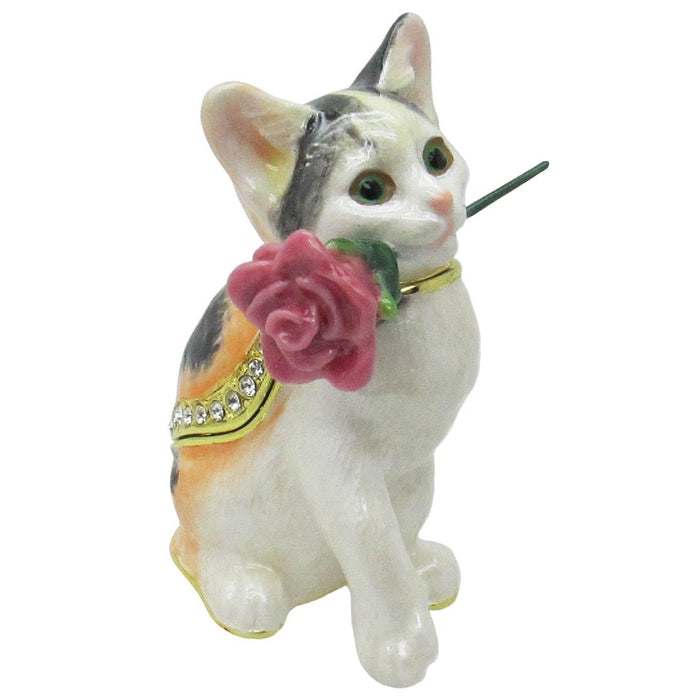 Cat Jeweled Trinket Box Austrian Crystals