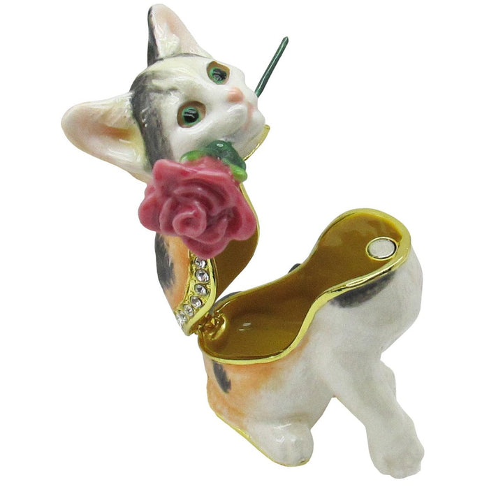 Cat Jeweled Trinket Box Austrian Crystals