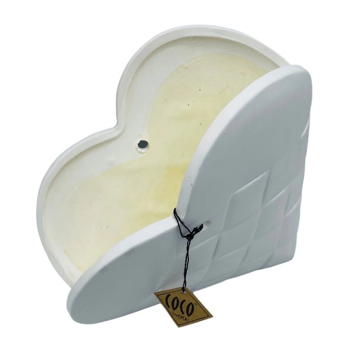 Ceramic heart basket ornament - White