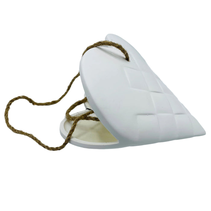 Ceramic heart basket ornament - White