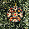 Ceramic ornament, Lise Lorentzen black rosemaling