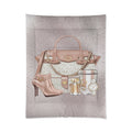 Chic Blush Fashion Accessories Comforter — Designer Handbag & Heels Bedding