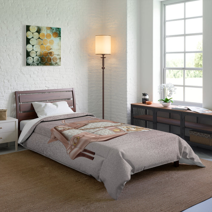 Chic Blush Fashion Accessories Comforter — Designer Handbag & Heels Bedding