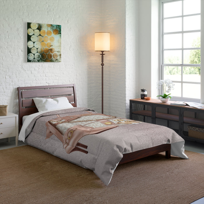 Chic Blush Fashion Accessories Comforter — Designer Handbag & Heels Bedding