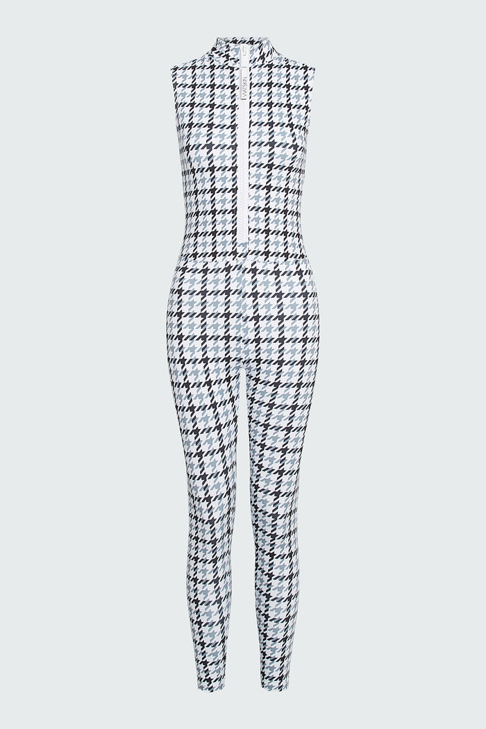 Watskin Chloe sleeveless catsuit in Gray Houndstooth shown flat