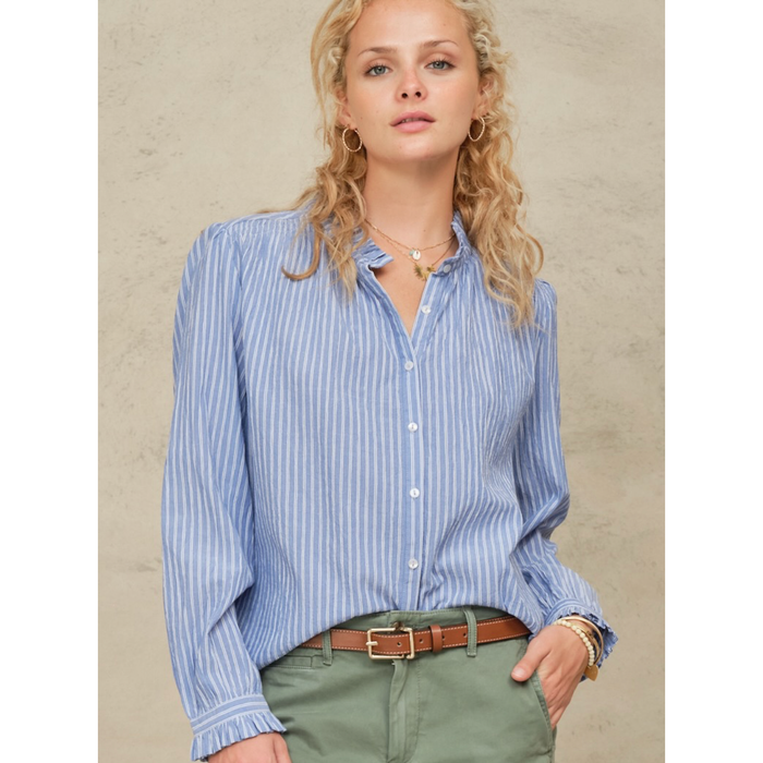 Chrissie Long Sleeve Top in Blue Stripe - Romantiques
