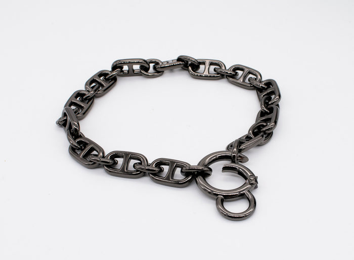 Chunky Chain Collar and Finger Leash in Gunmetal