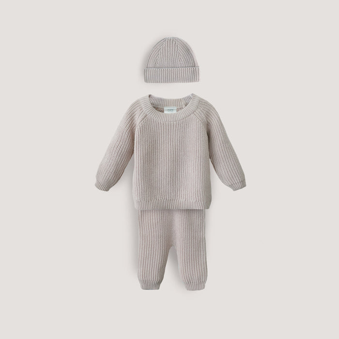 chunky knit pants beige - baby