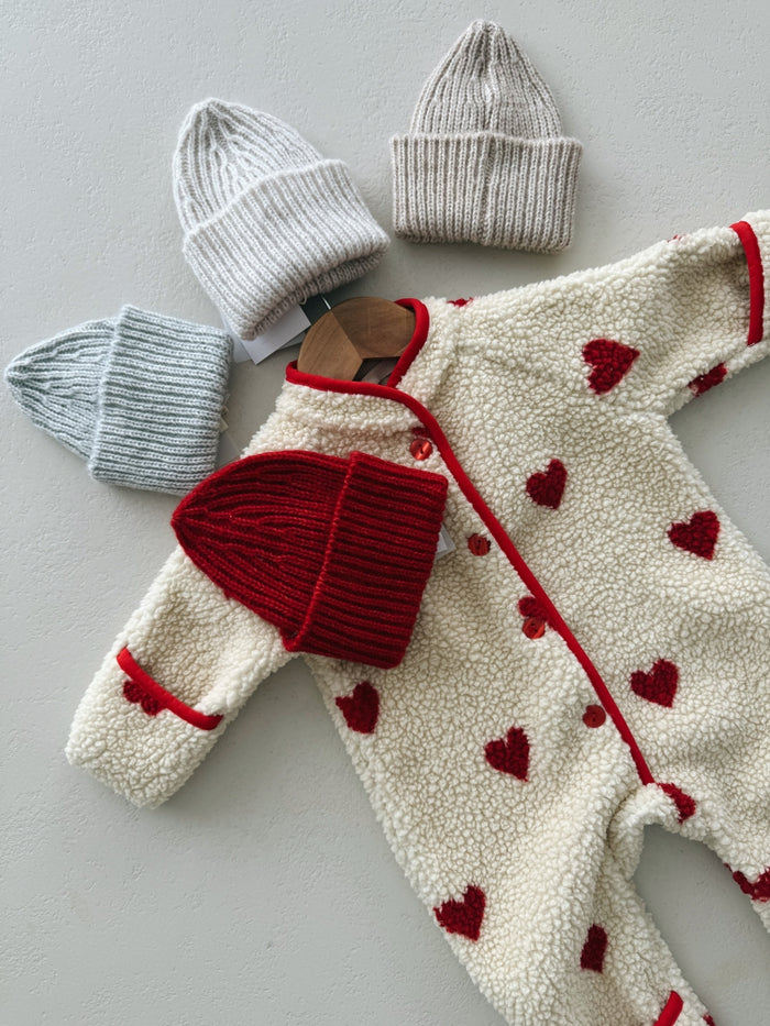 CHUNKY WOOL BEANIE 0-6m - GREY