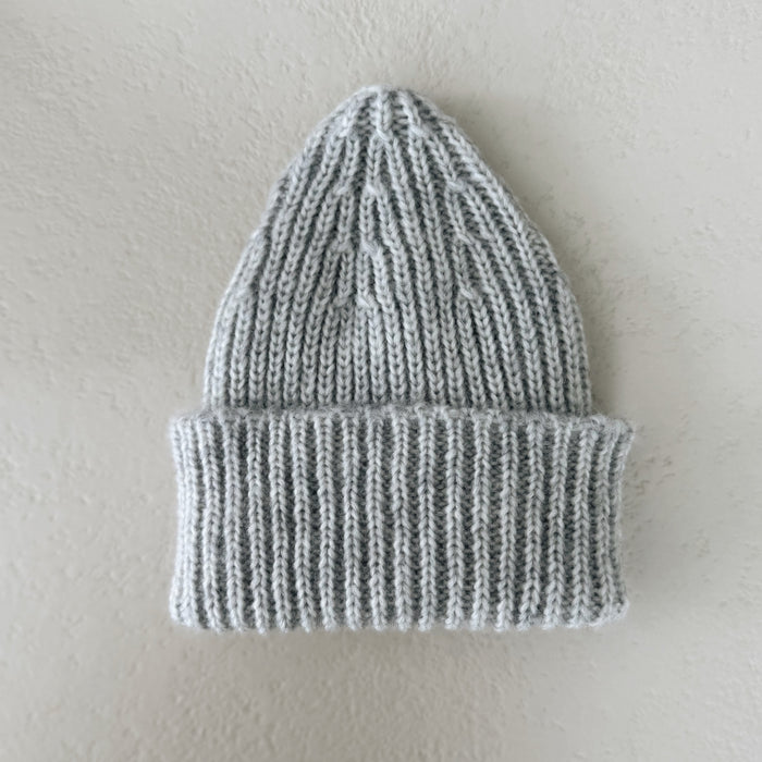 CHUNKY WOOL BEANIE 0-6m - GREY