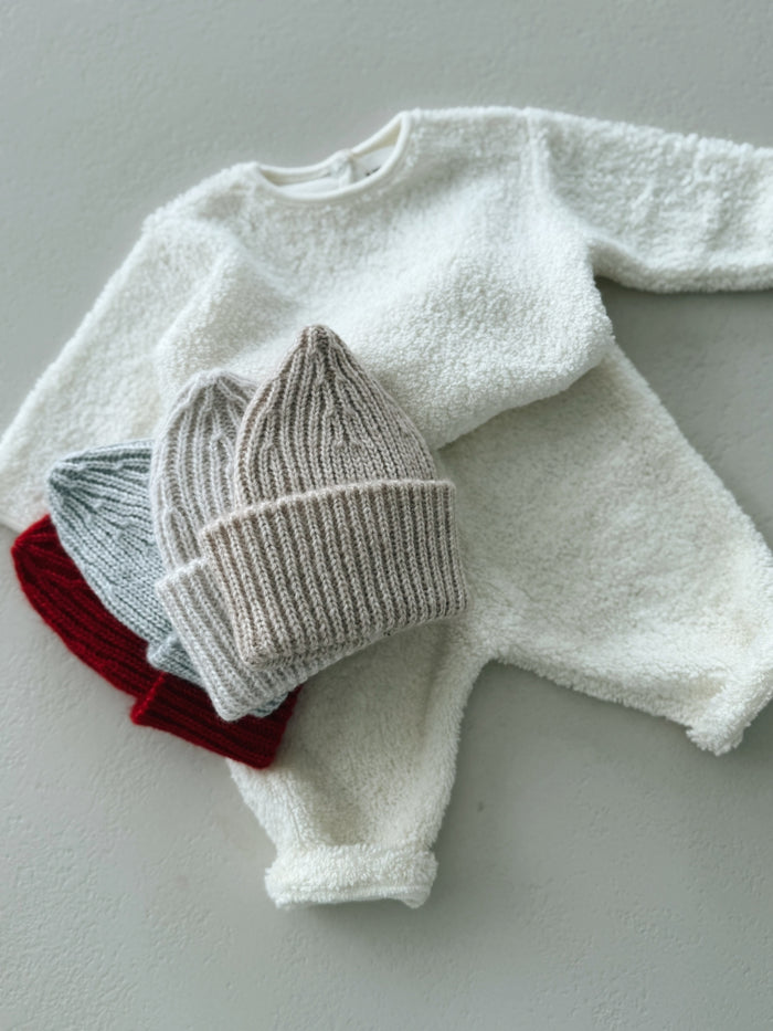 CHUNKY WOOL BEANIE 0-6m - NATURAL