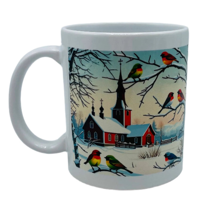 Church with Birds Coffee Mug