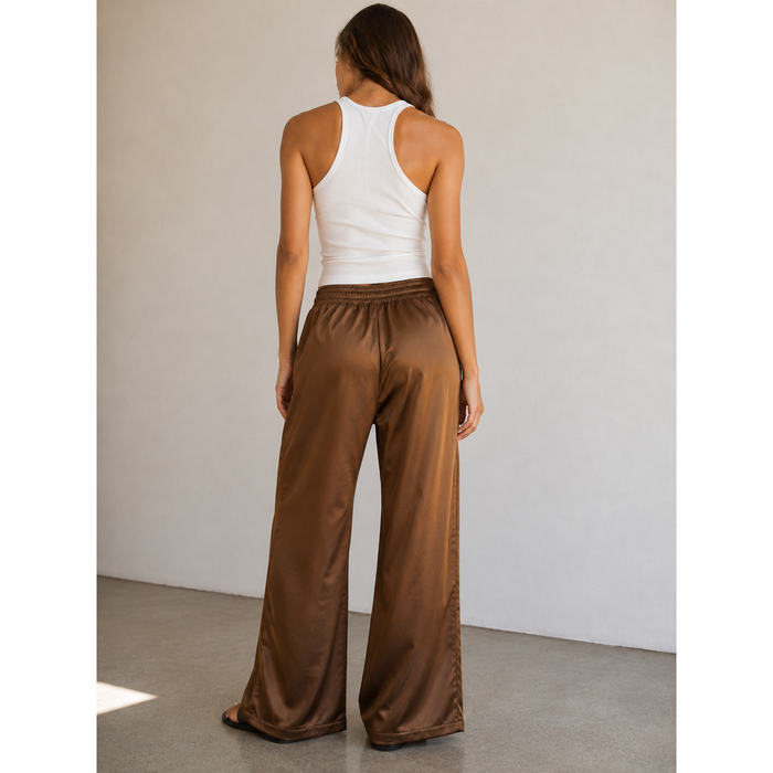 Colette Satin Pants in Chestnut