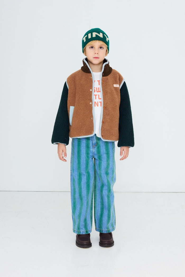 Color Block Sherpa Jacket Light Brown - KIDS