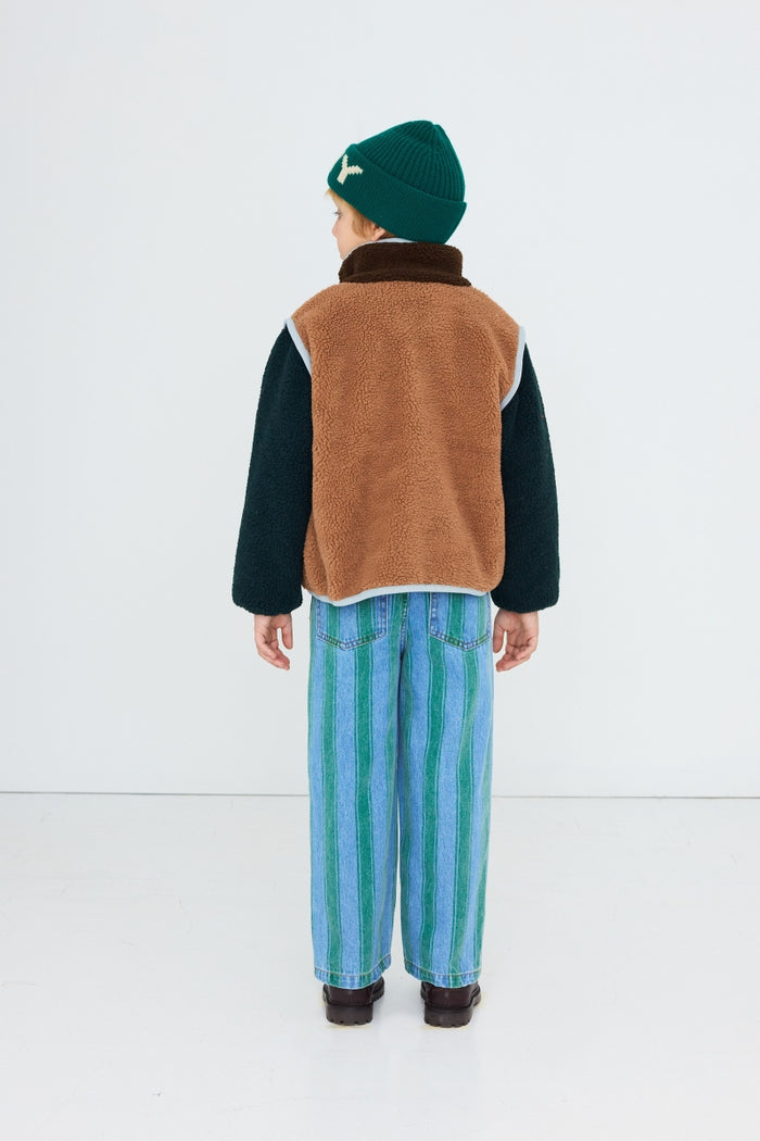 Color Block Sherpa Jacket Light Brown - KIDS