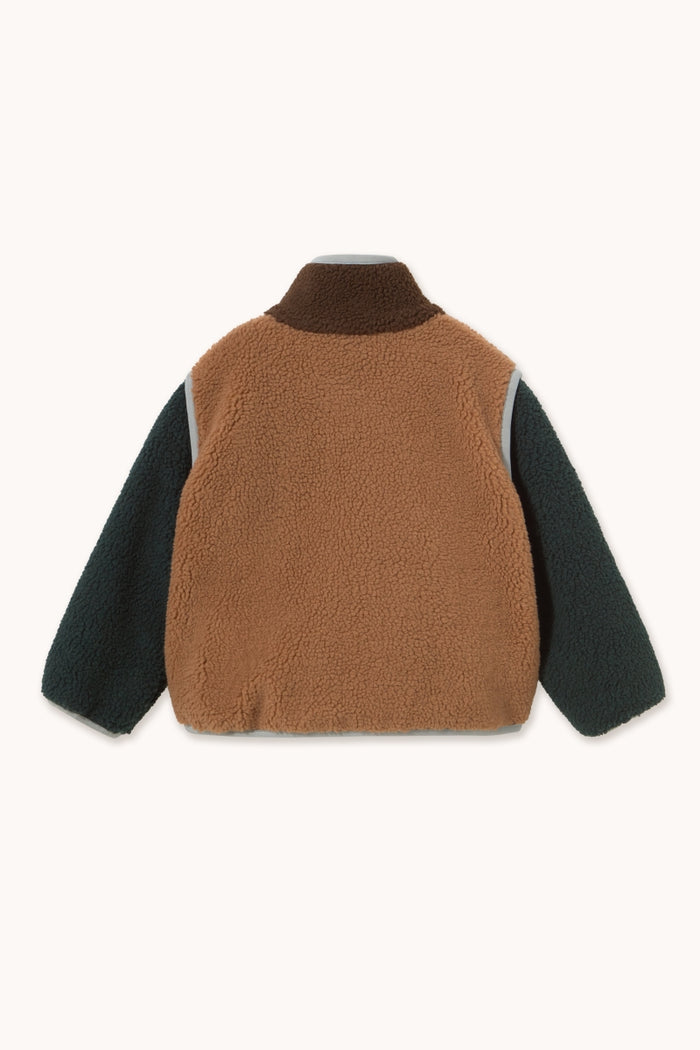 Color Block Sherpa Jacket Light Brown - KIDS