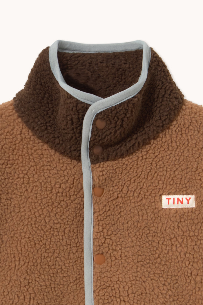 Color Block Sherpa Jacket Light Brown - KIDS