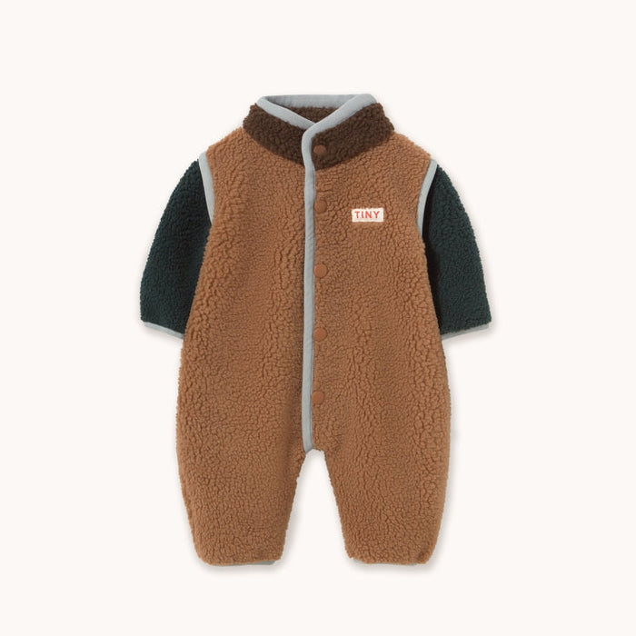Color Block Sherpa One-Piece Light Brown - BABY