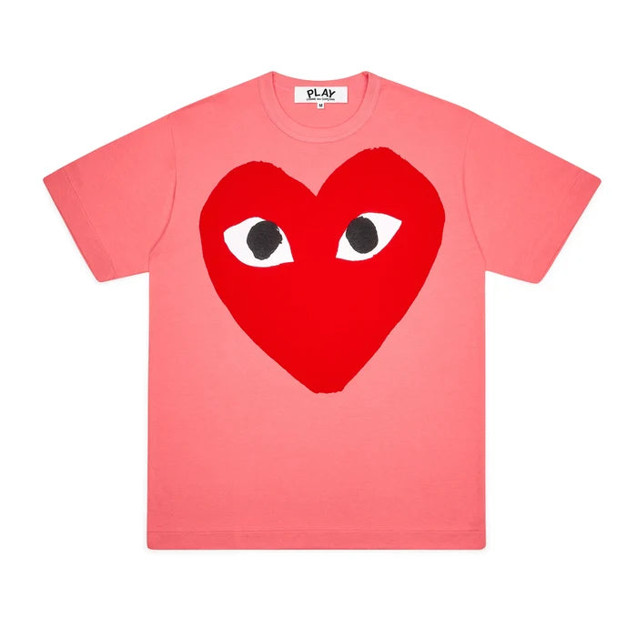 COMME DES GARCONS PLAY Pastelle Red Logo T-Shirt - Pink - AZ-T274-051-3