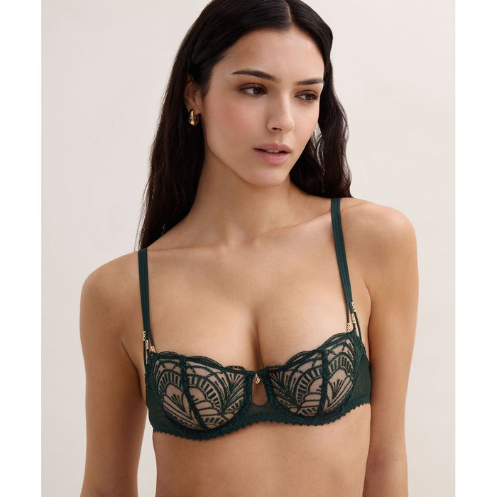 Corbeille Vibes Half Cup Bra in Mysterious Green