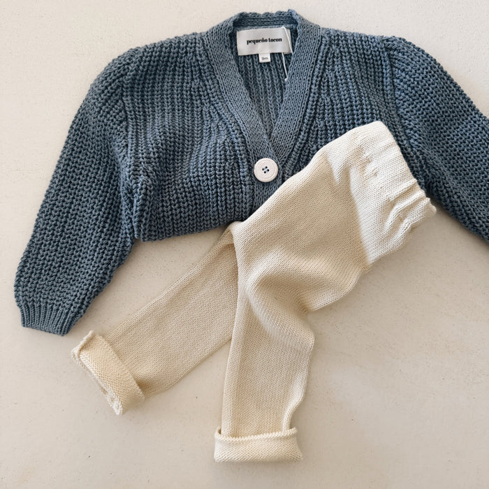 COTTON KNIT CARDIGAN BLUE - BABY & KIDS