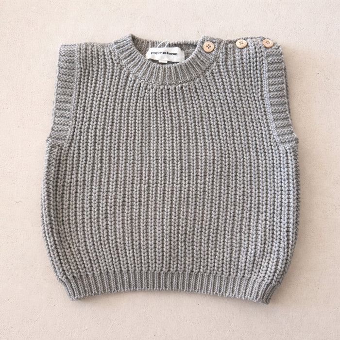 COTTON KNIT VEST GREY - BABY & KIDS