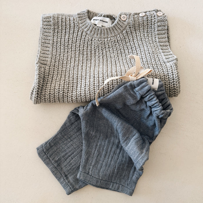 COTTON KNIT VEST GREY - BABY & KIDS