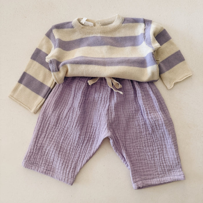 COTTON STRIPED SWEATER LILA - BABY & KIDS