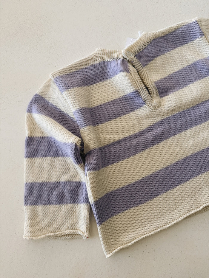 COTTON STRIPED SWEATER LILA - BABY & KIDS