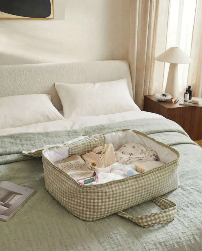 COTTON TRAVEL BAG - VICHY GREEN TEA