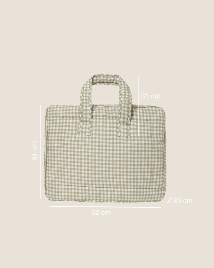 COTTON TRAVEL BAG - VICHY GREEN TEA