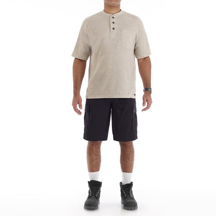 COTT/POLY S/S MIMI WAFFLE THERMAL HENLEY KNIT