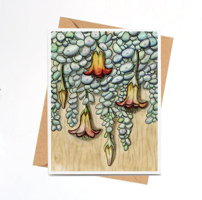 PinkPolish Design Note Cards "Creeping Succulent" Handmade Notecard