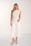 Cropped Wide Leg Denim Trousers