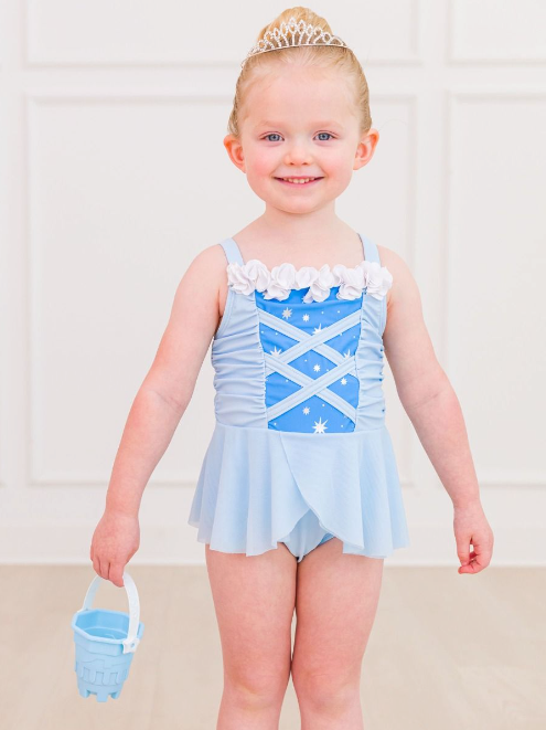 Crystal Blue Princess Dress-Up One Piece Swimsuit