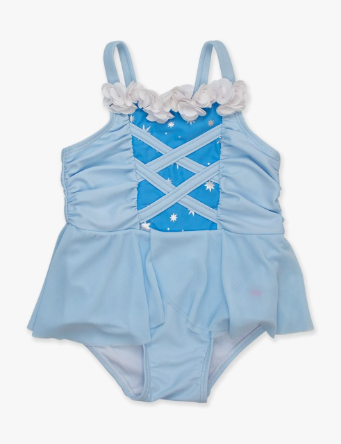 Crystal Blue Princess Dress-Up One Piece Swimsuit