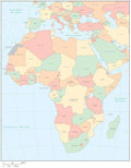 Digital Africa Map with Countries - Multi-Color