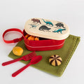 Children’s dinosaur bento lunch box with compartments, knife and fork, BPA-free kids packed lunch box with dinosaur design