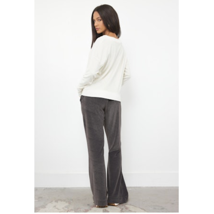 District V-Nect Velour Pullover in Driftwood - Romantiques