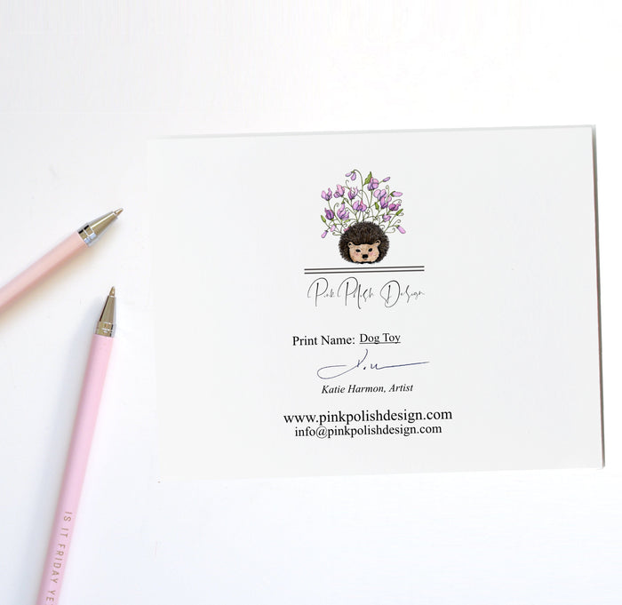 PinkPolish Design Note Cards "Dog Toy" Handmade Notecard